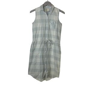 Current/Elliott The Sleeveless Shirt Dress in Bleached Dobby Plaid